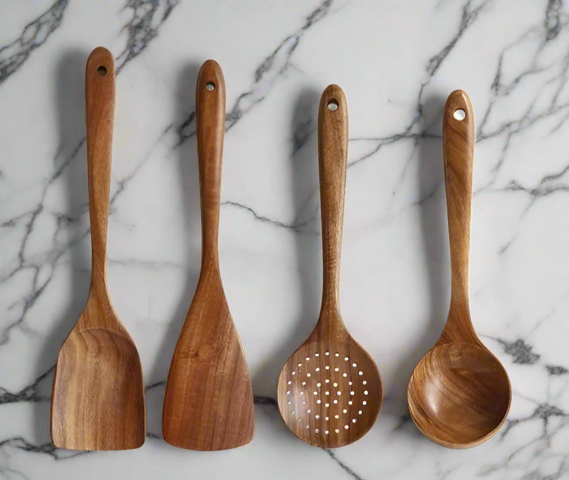 Pure Teak Kitchenware Utensil Set